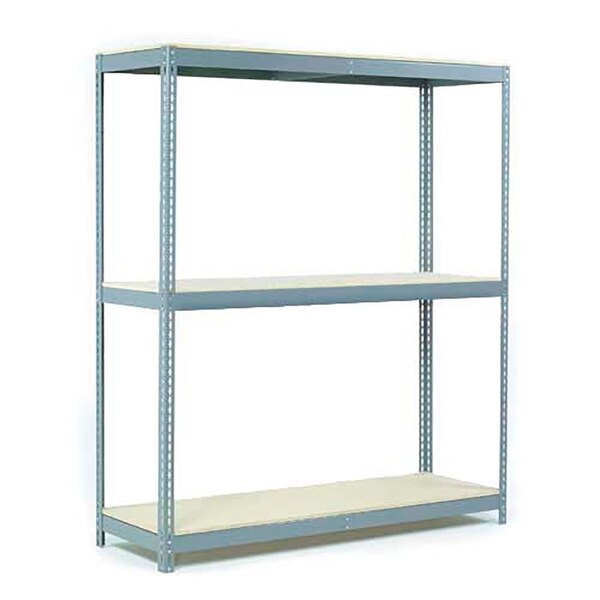 Wide Span Rack 72Wx48Dx60H, 3 Shelves Wood Deck 900 Lb Cap. Per Level, Gray